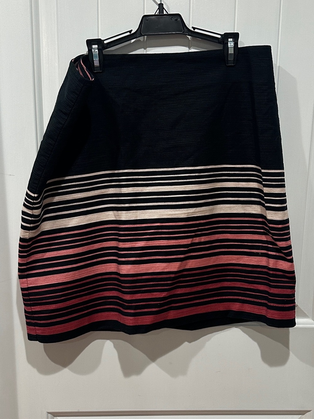 LOFT Black Skirt with Pink and Cream Stripes